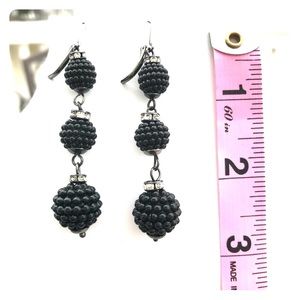 Black and CZ Diamond Dangle Earrings